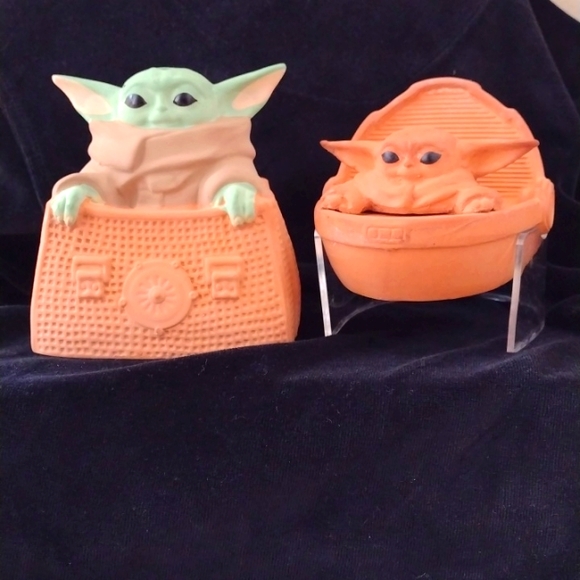 Baby Yoda Clay set of Spaceships Pencil Holders Collectable Star Wars Figures - Picture 1 of 9